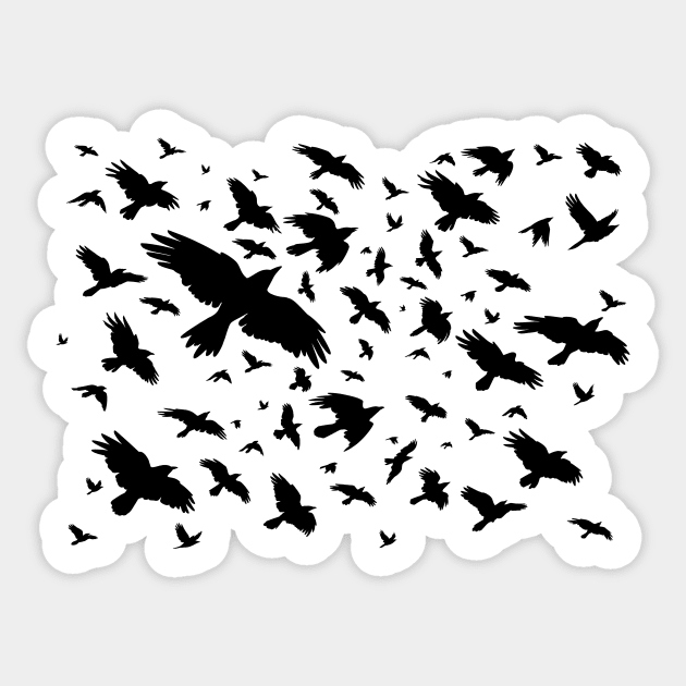 Flock of birds - Black Sticker by Hareguizer